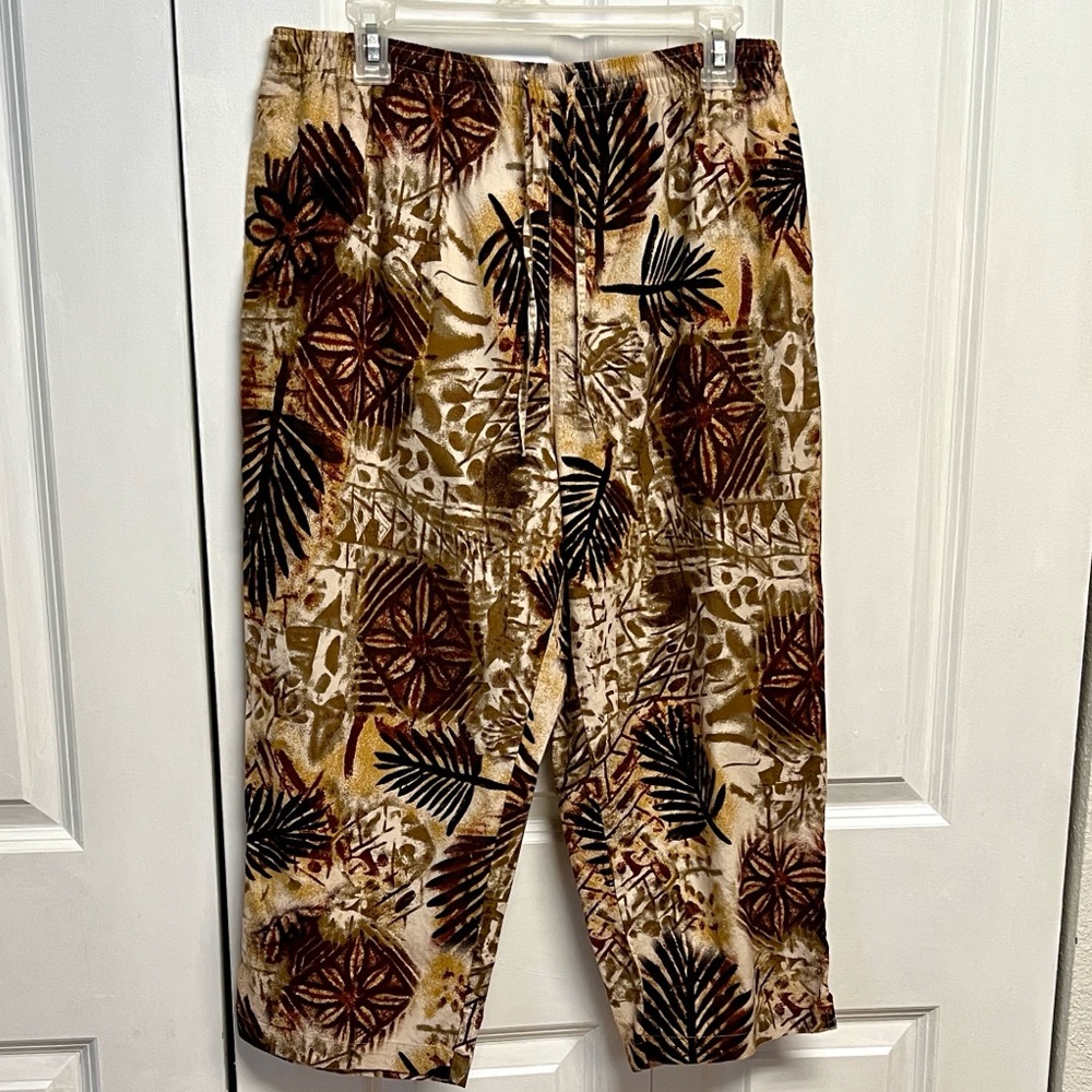 Allyson Whitmore Natural Floral Print Crop Pants Size XL